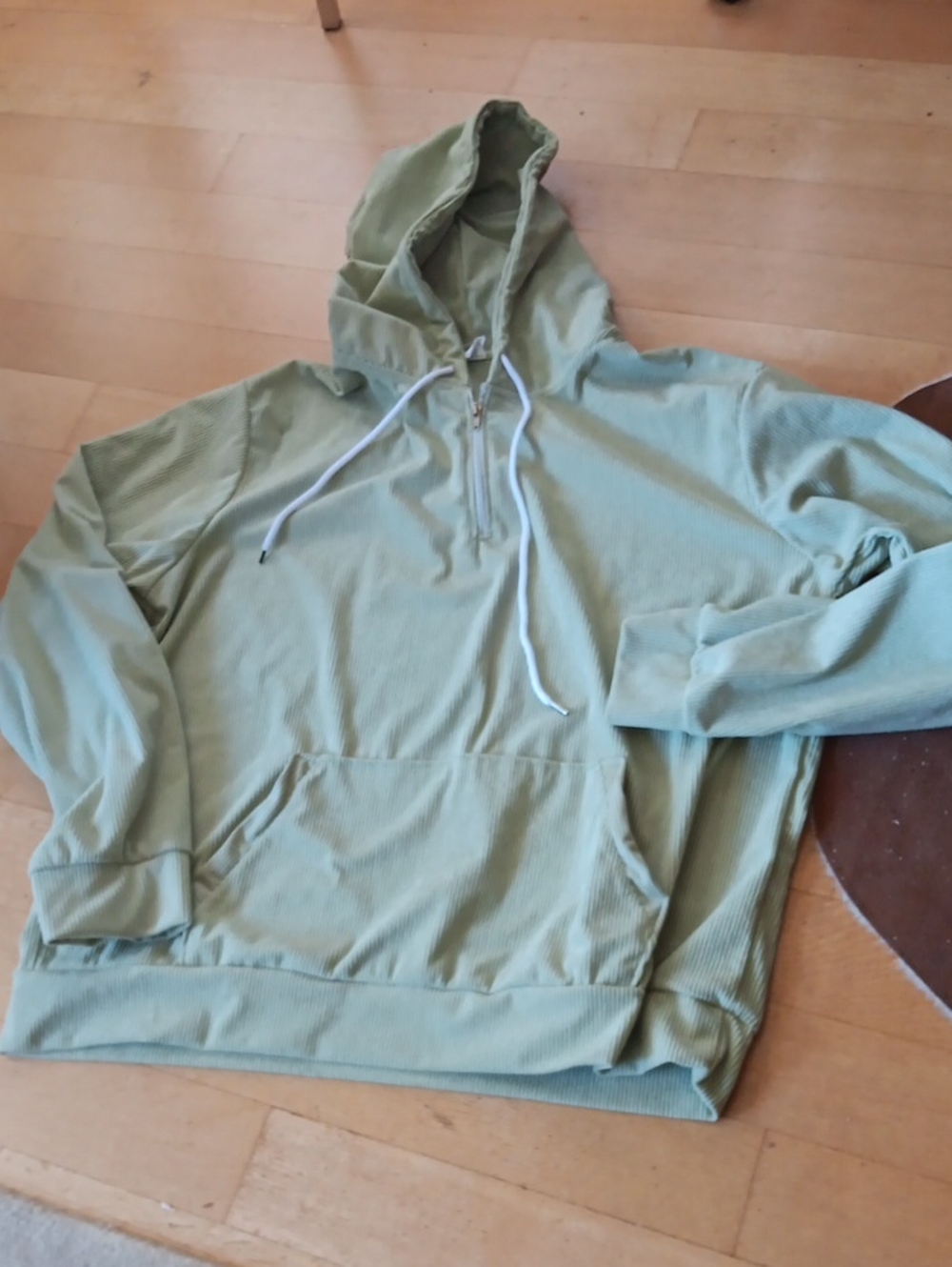 Men's Lightweight Gray Hooded Pullover with Kangaroo Pocket